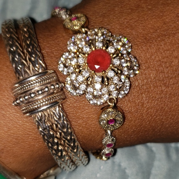 Ruby and White Topaz Florette Gemstone Br… - Picture 2 of 8